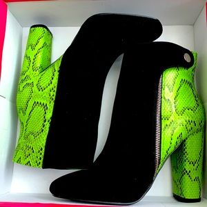 Neon Green Shoe Dazzle Booties